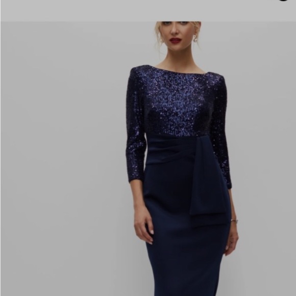 Beautiful, navy sequin evening dress! perfect for next formal event or wedding! - Picture 2 of 9